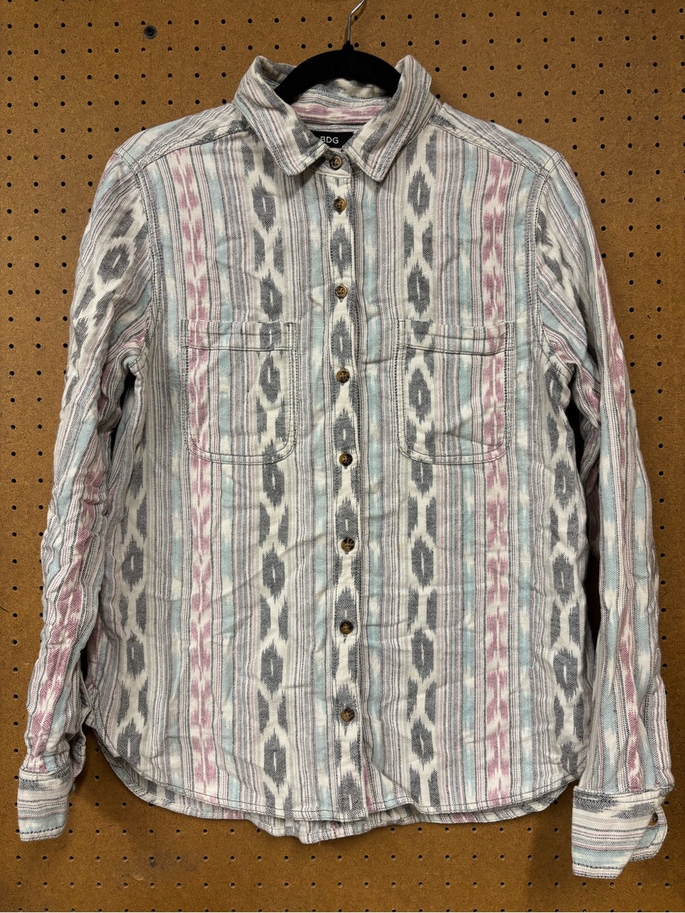 BDG Striped Ikat Flannel Button-Up Shirt